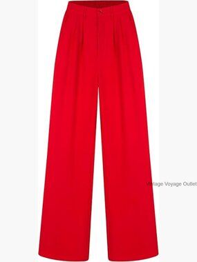 High Waist Wide Leg Work Pants Polyester Spandex Office Trousers